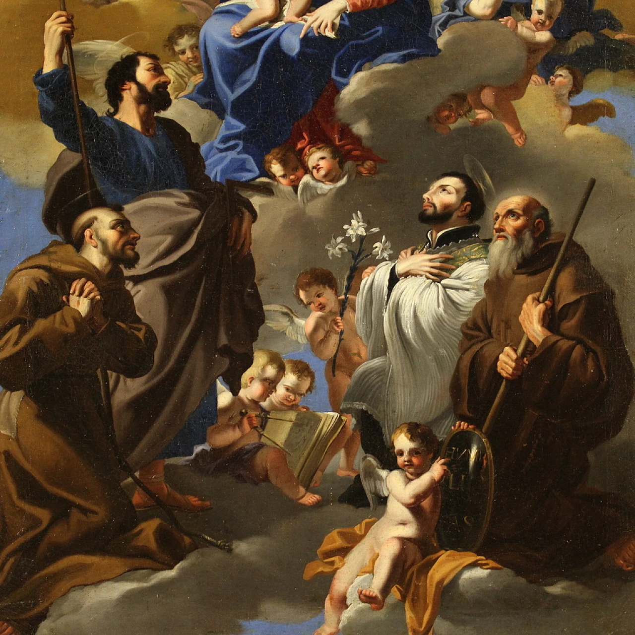 Madonna col bambino, dipinto di Scuola napoletana Solimena, '700 4