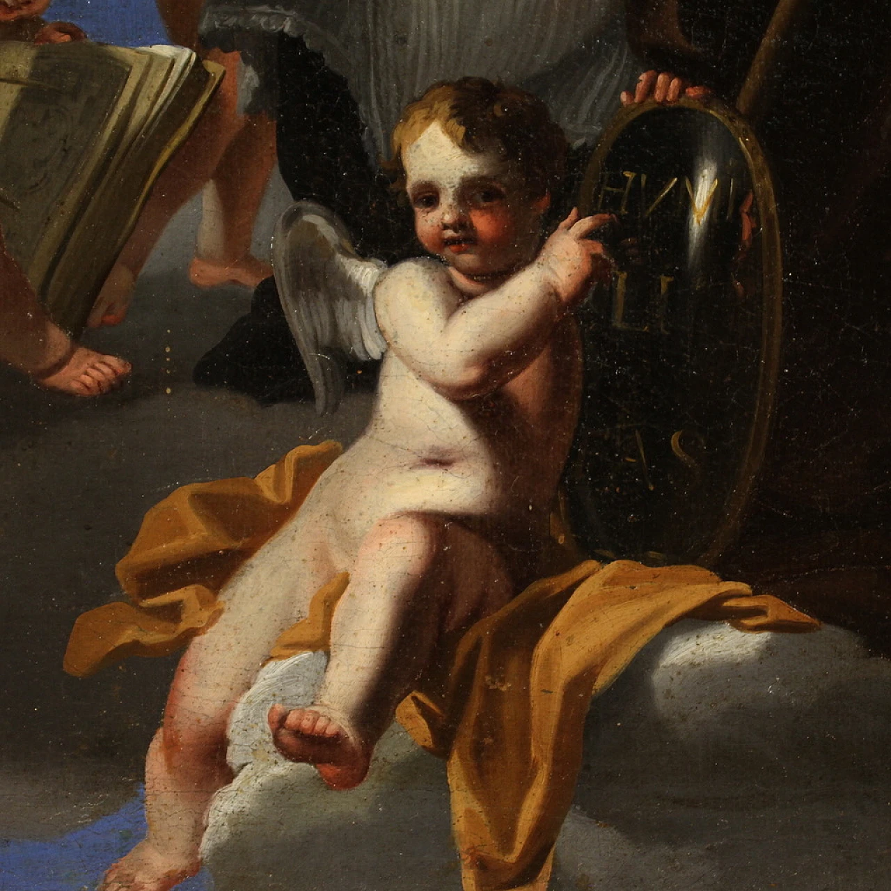 Madonna col bambino, dipinto di Scuola napoletana Solimena, '700 8