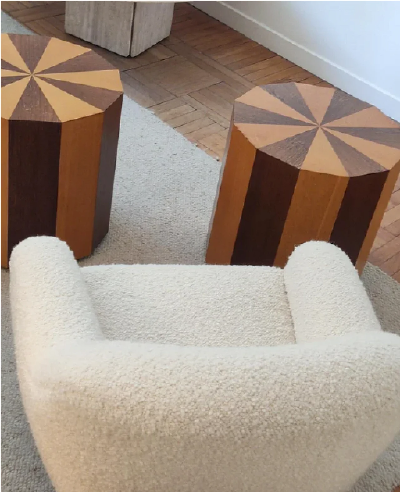 Pair of geomtric wooden coffee tables, 1980s 2