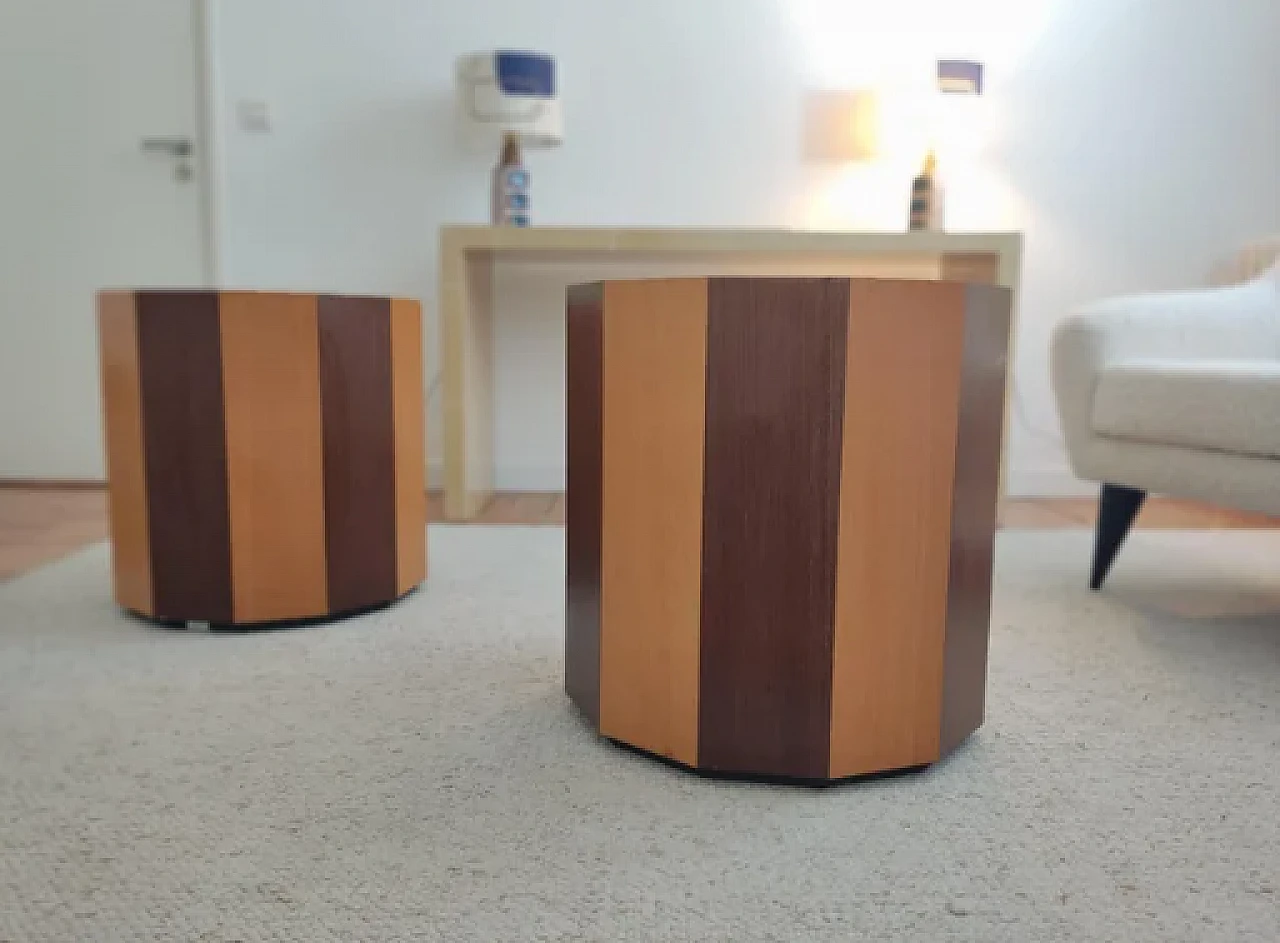 Pair of geomtric wooden coffee tables, 1980s 5