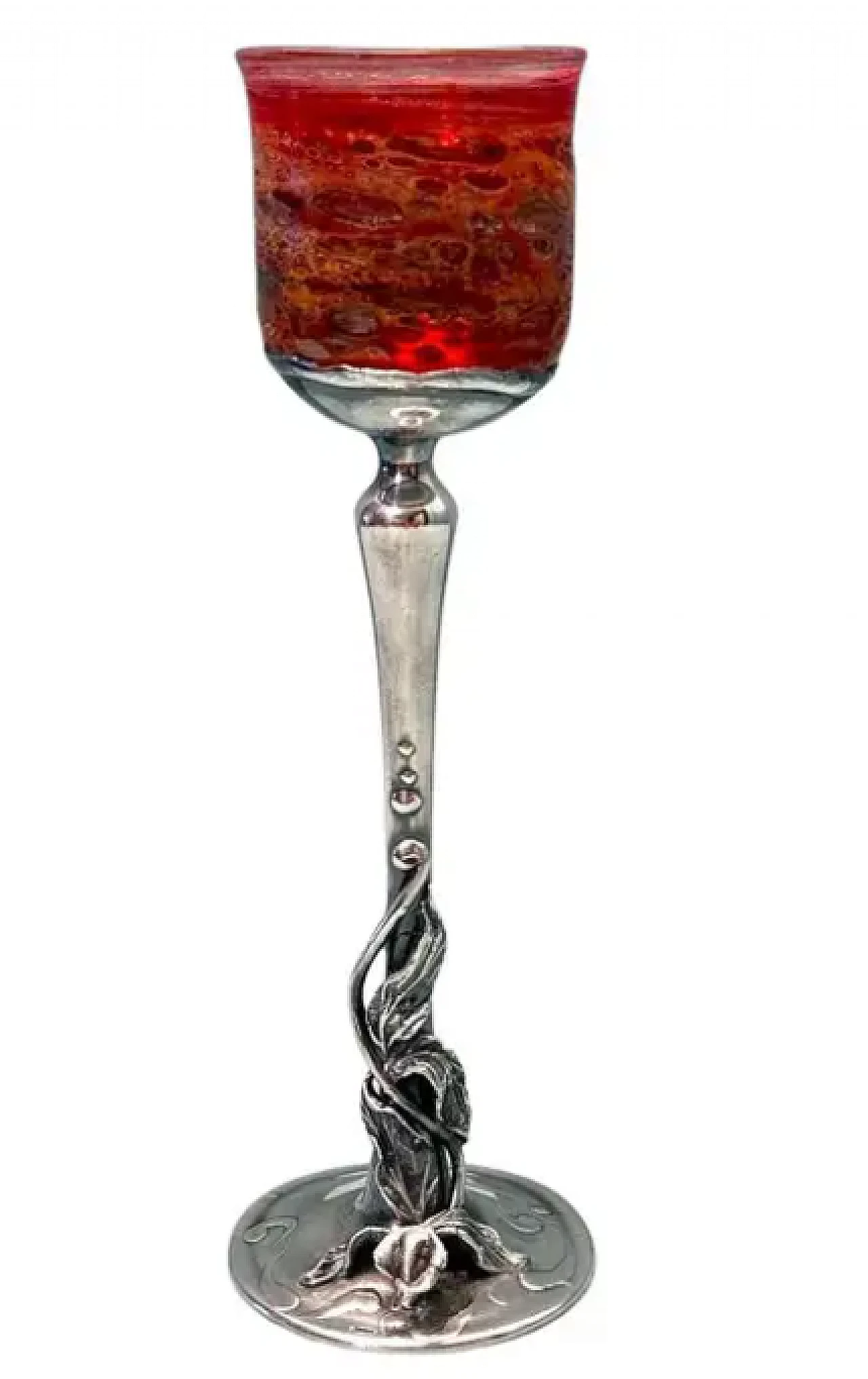 Pulegoso Murano glass chalice with silver stem, 1930s 1