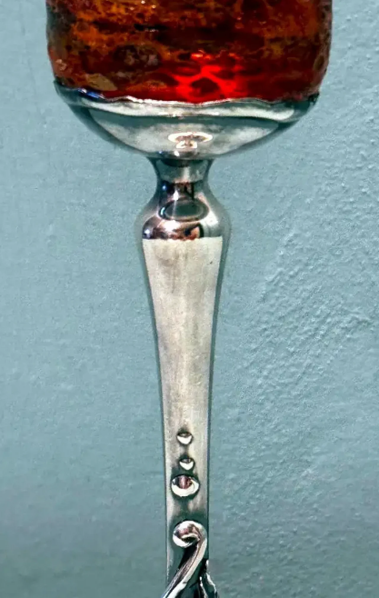 Pulegoso Murano glass chalice with silver stem, 1930s 3