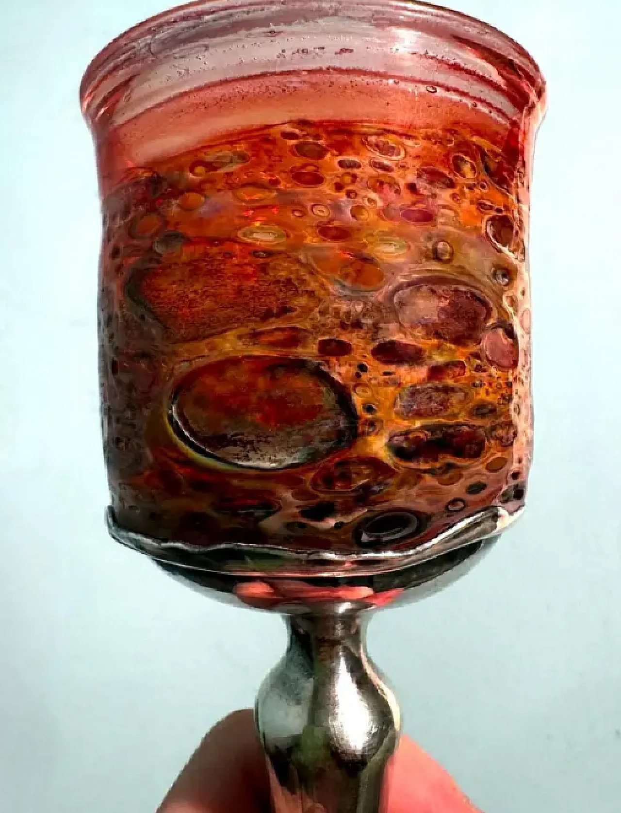 Pulegoso Murano glass chalice with silver stem, 1930s 15