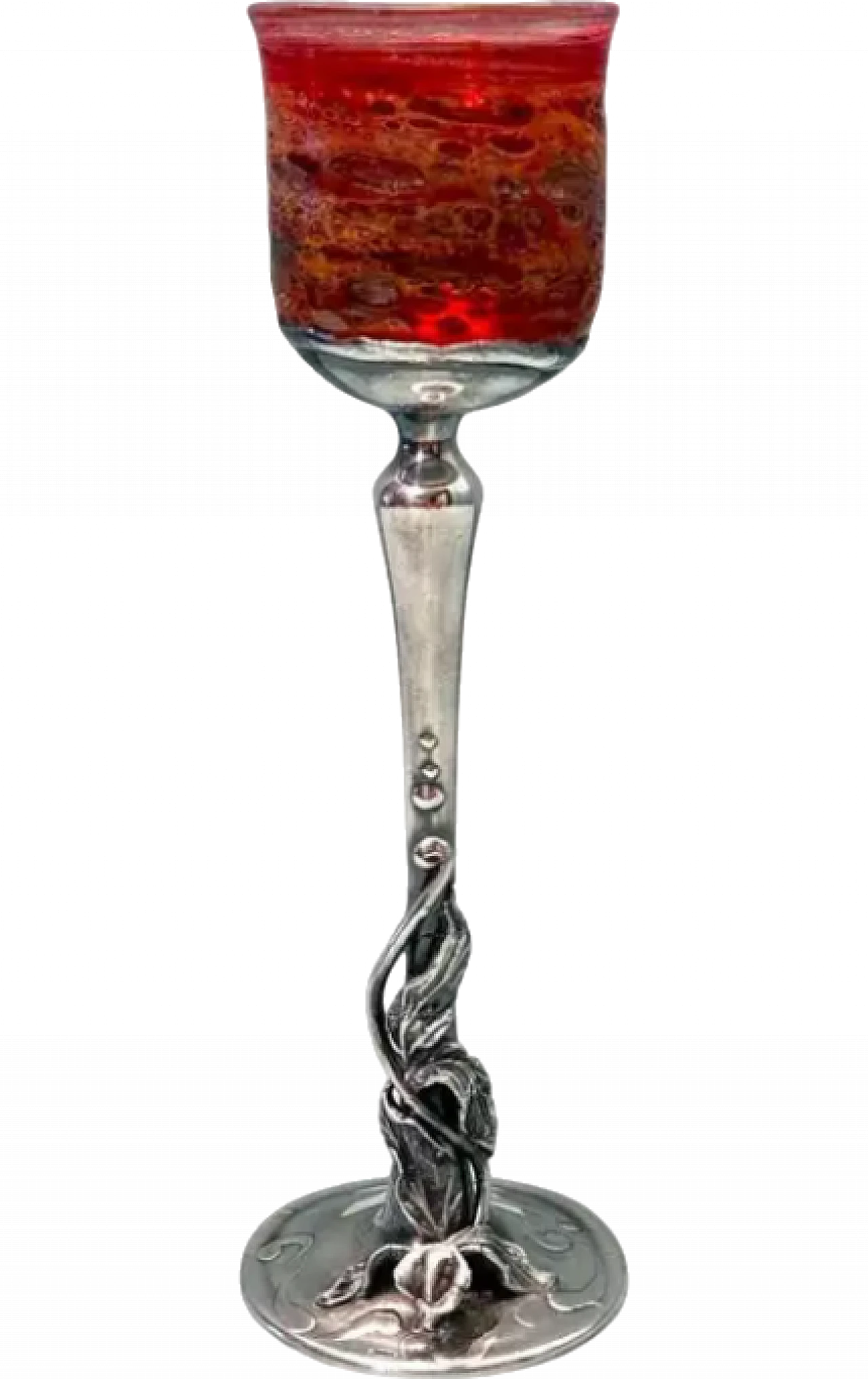 Pulegoso Murano glass chalice with silver stem, 1930s 16