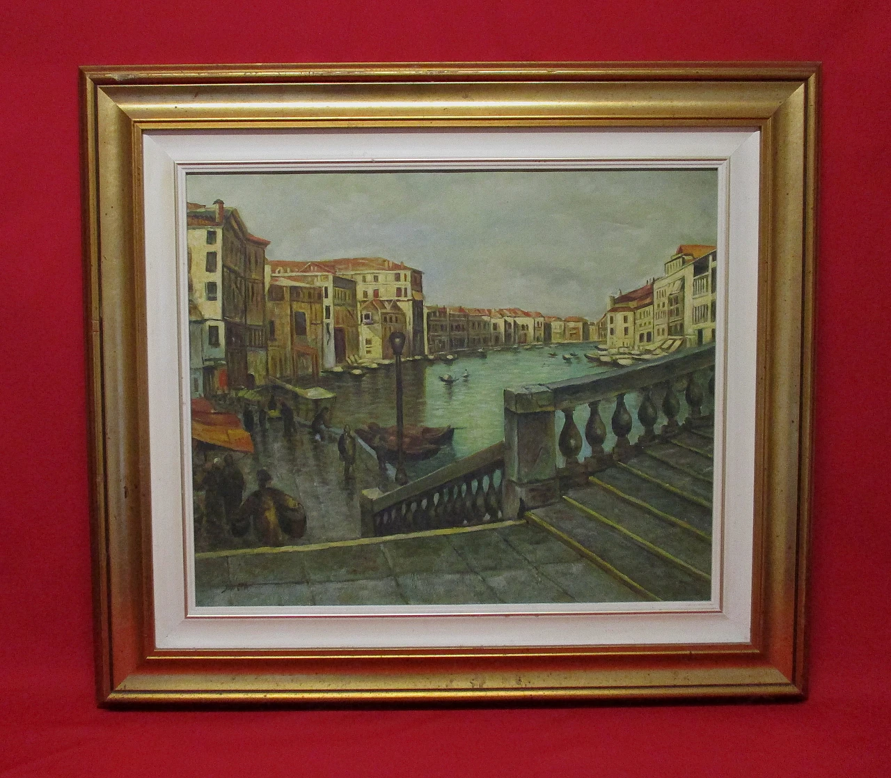 Oil painting on canvas of Venice, signed, 1950s 1