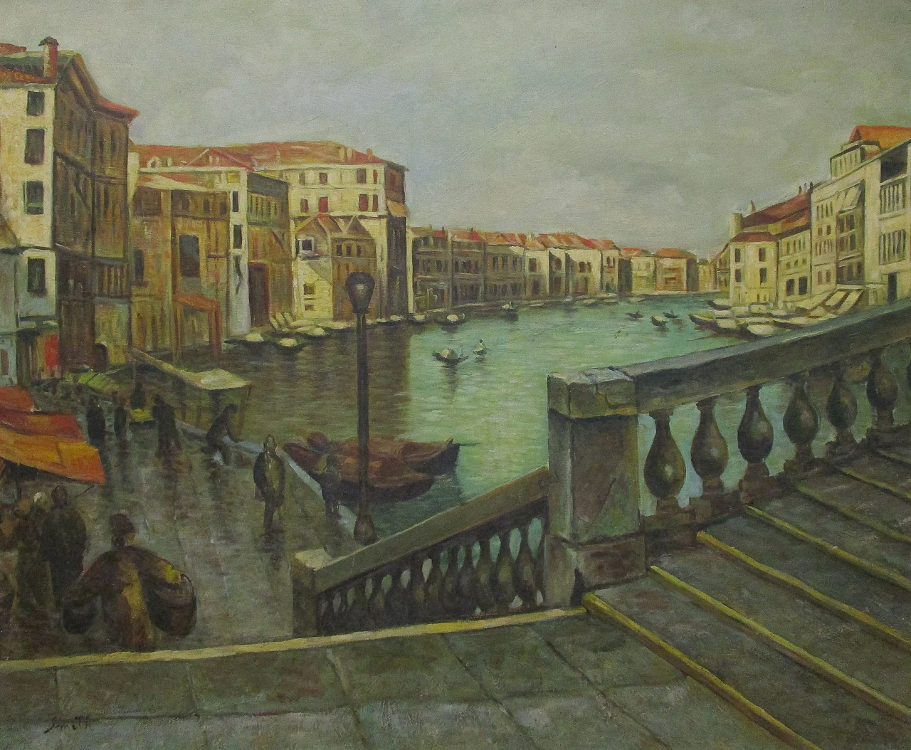 Oil painting on canvas of Venice, signed, 1950s 3