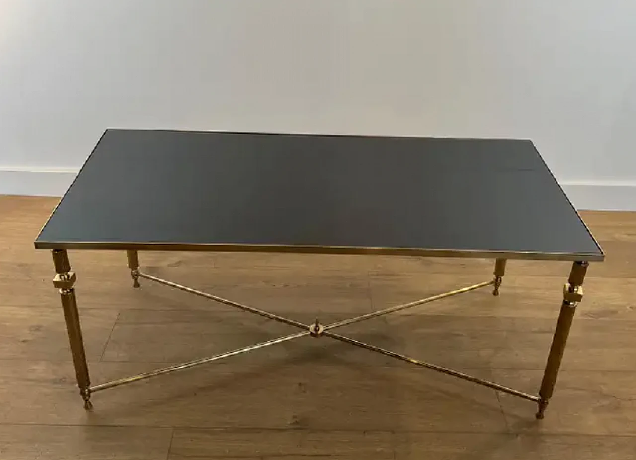 Brass coffee table with glass top, Maison Jansen style, 1940s 2