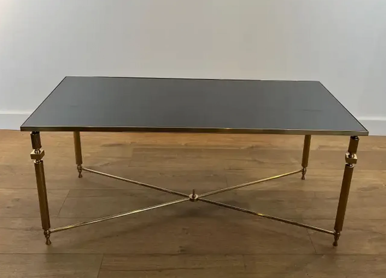 Brass coffee table with glass top, Maison Jansen style, 1940s 3