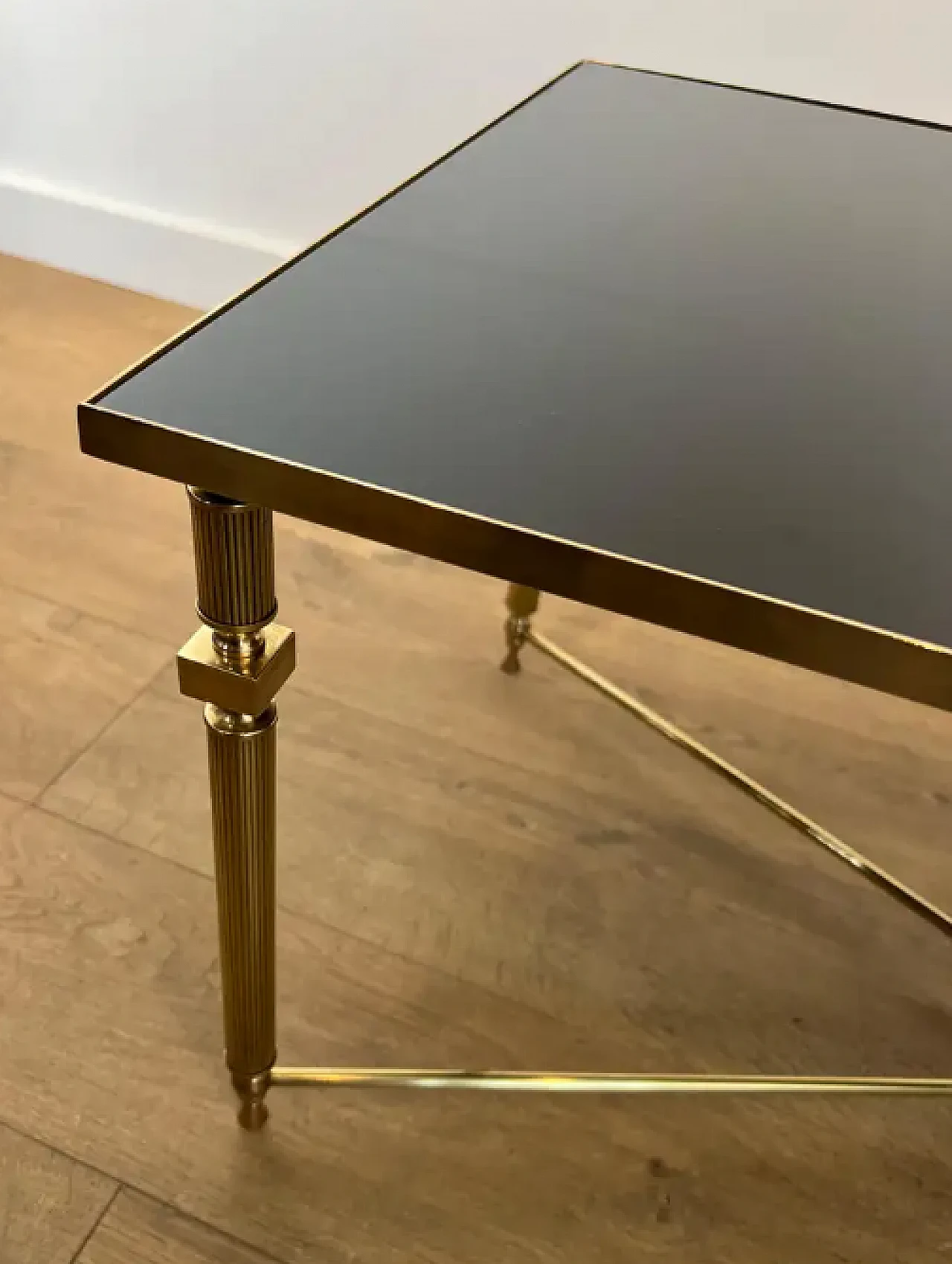 Brass coffee table with glass top, Maison Jansen style, 1940s 5