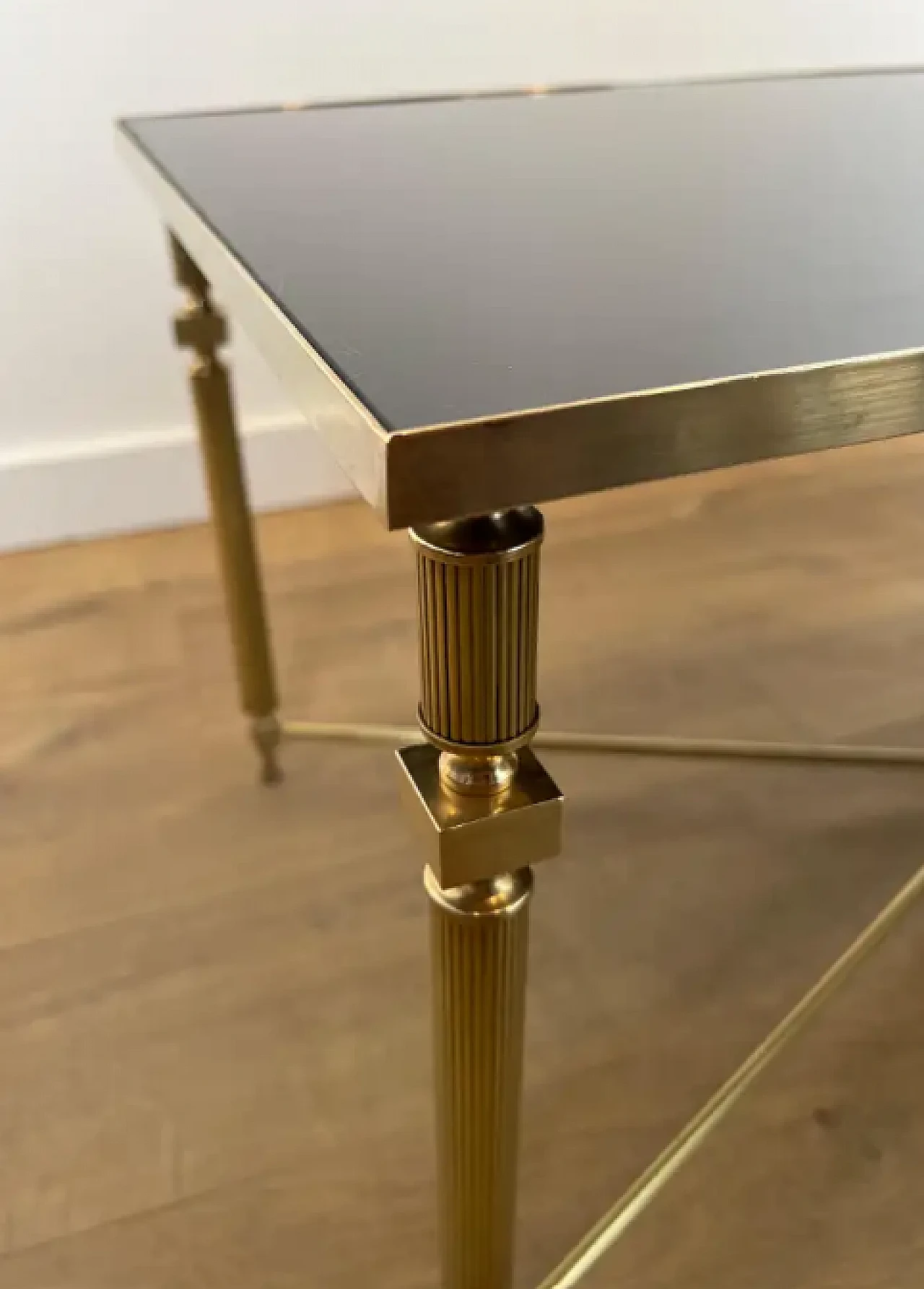 Brass coffee table with glass top, Maison Jansen style, 1940s 7