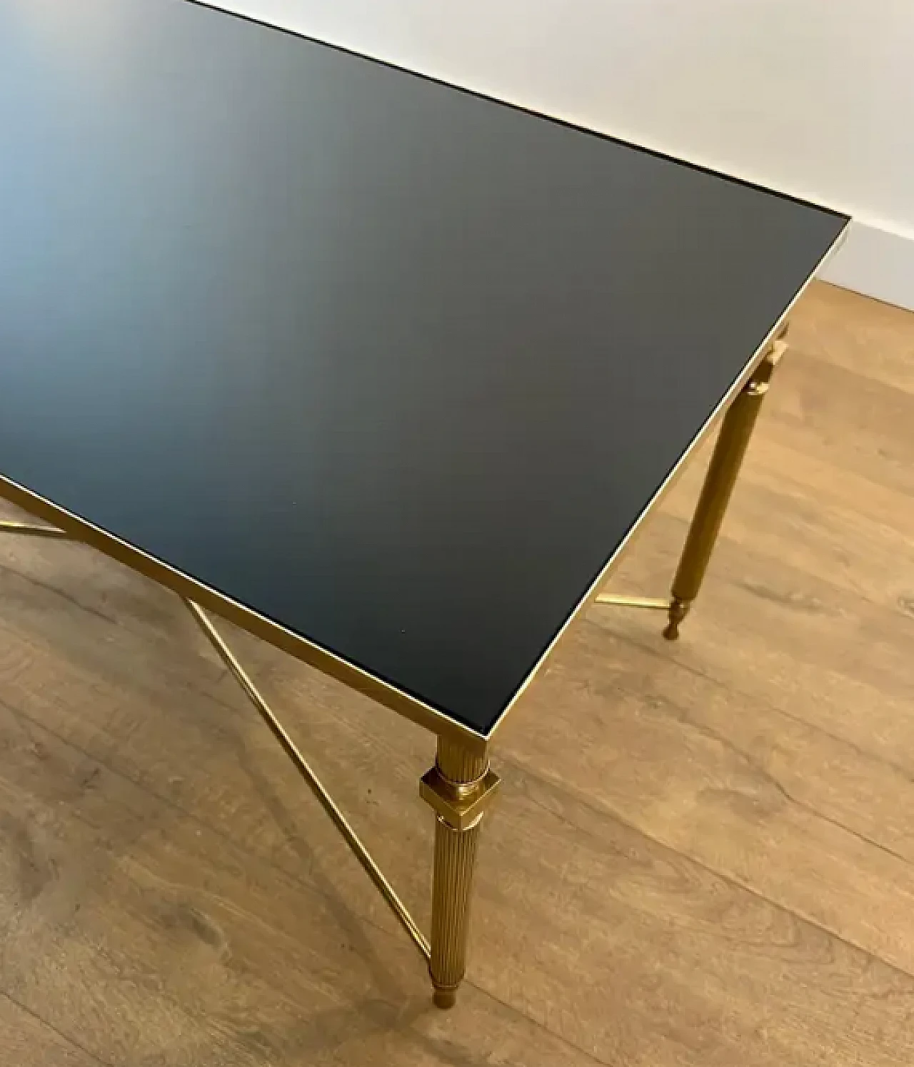 Brass coffee table with glass top, Maison Jansen style, 1940s 8