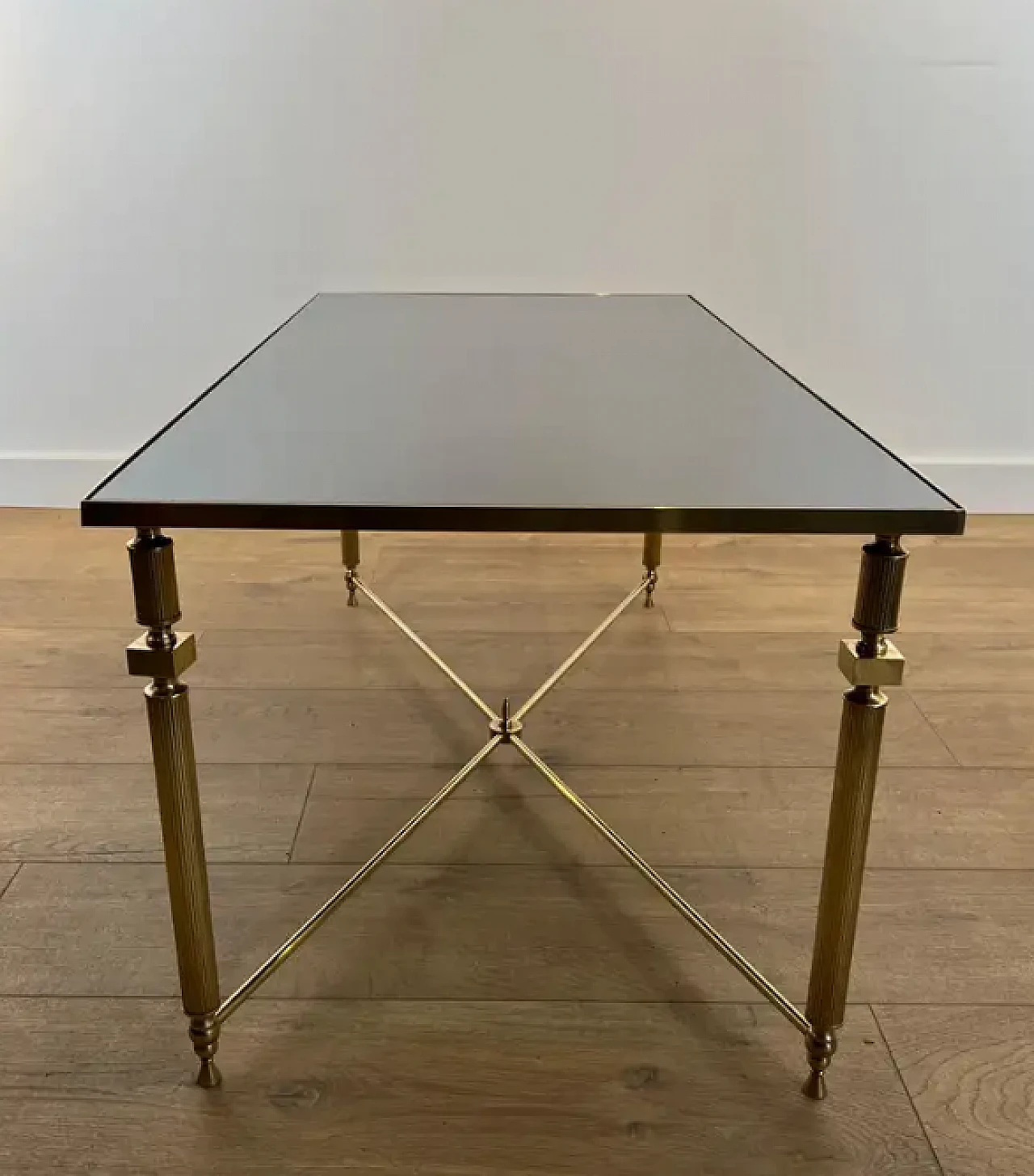 Brass coffee table with glass top, Maison Jansen style, 1940s 11