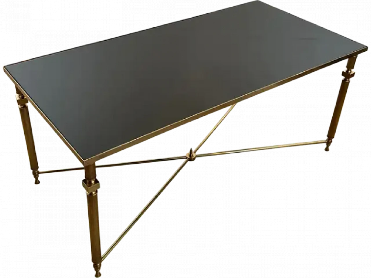 Tavolino in ottone con piano in vetro, stile Maison Jansen, anni '40 13