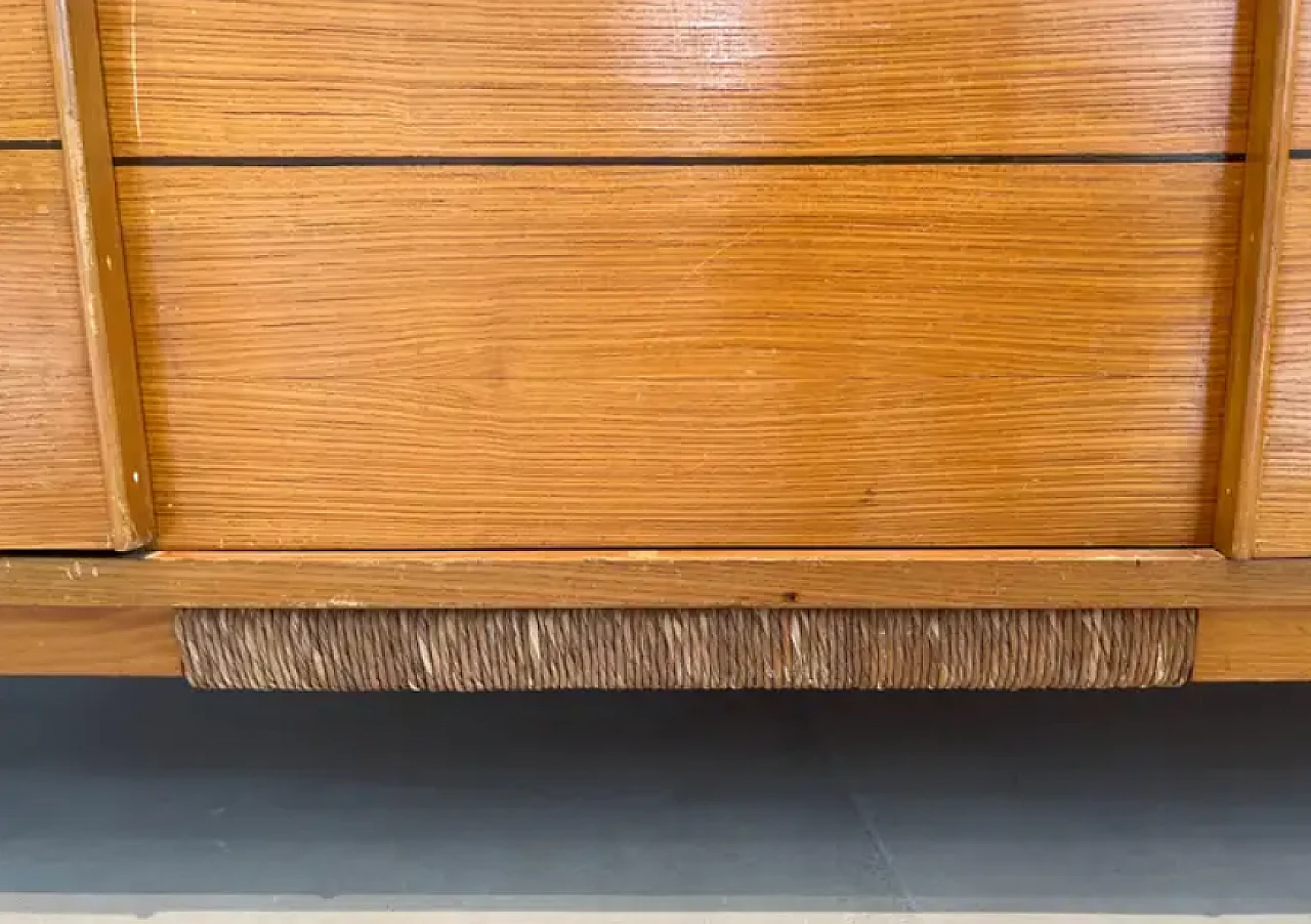 Credenza francese in pino e rattan, anni '70 9