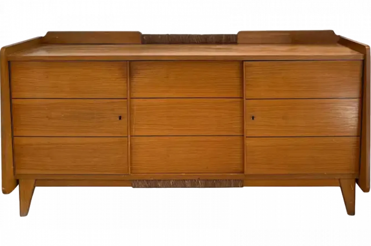 Credenza francese in pino e rattan, anni '70 16