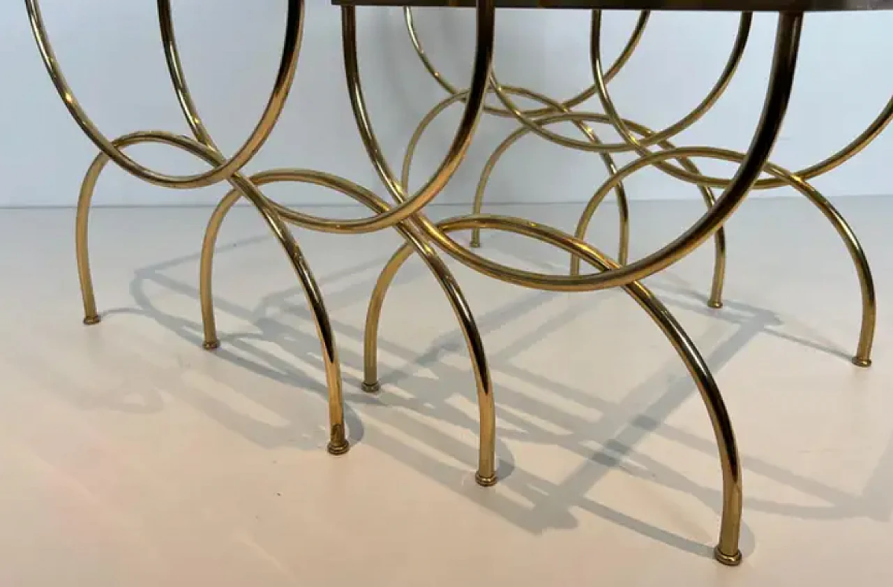 3 Brass coffee tables with arched base, 1940s 7