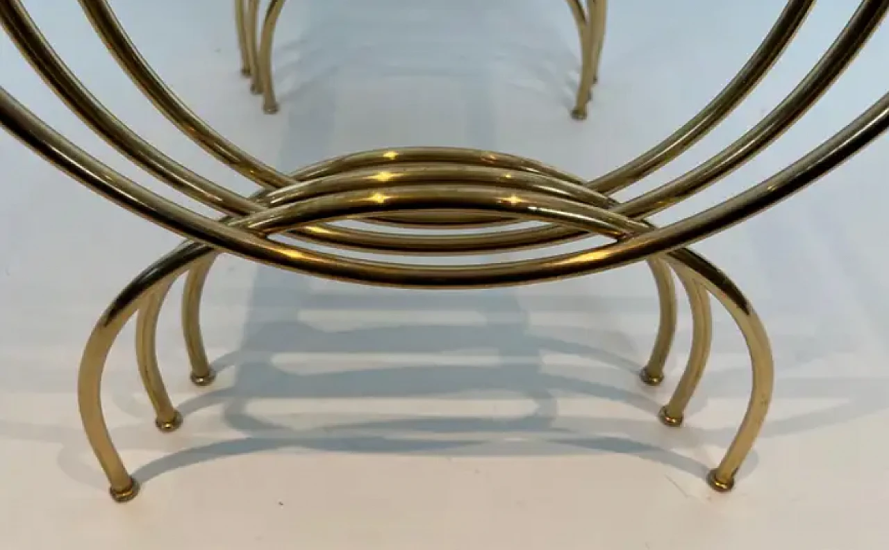 3 Brass coffee tables with arched base, 1940s 12