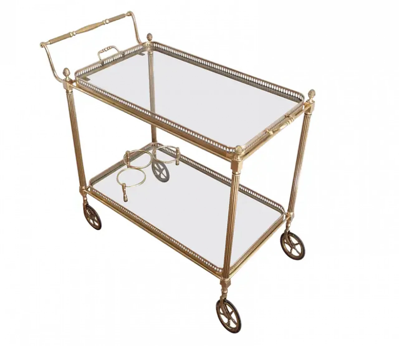 Brass trolley with removable trays by Maison Jansen, 1940s 1