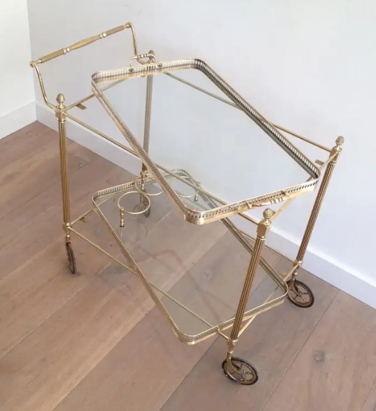 Brass trolley with removable trays by Maison Jansen, 1940s 7