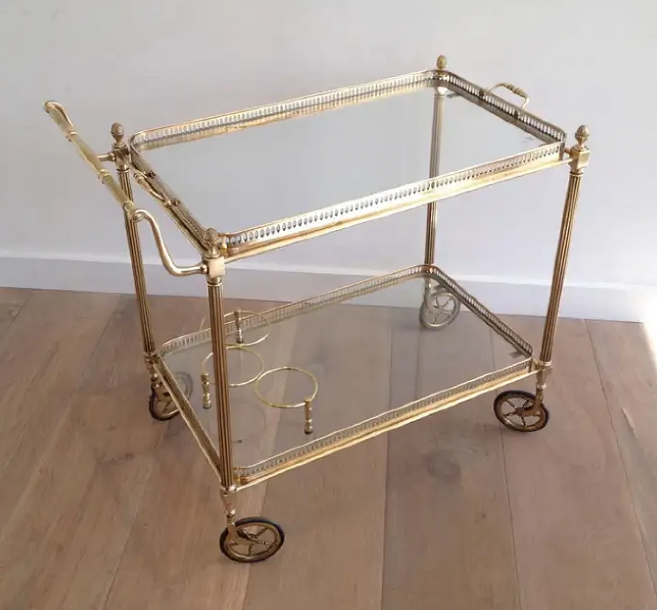 Brass trolley with removable trays by Maison Jansen, 1940s 8