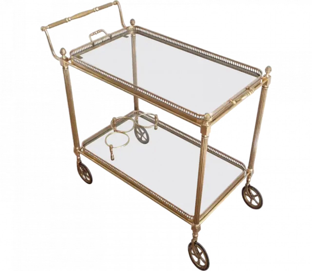 Brass trolley with removable trays by Maison Jansen, 1940s 9