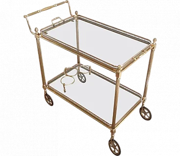 Brass trolley with removable trays by Maison Jansen, 1940s