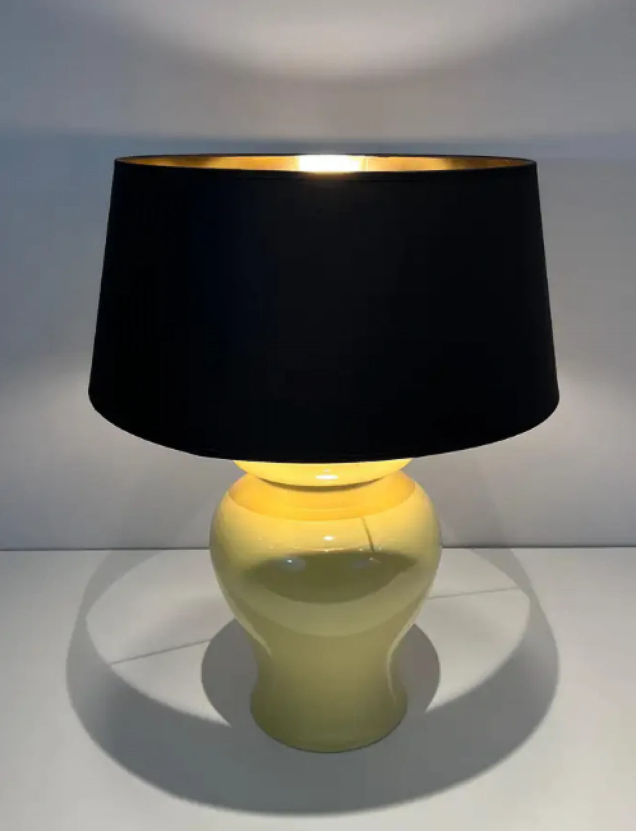 Pair of yellow ceramic table lamps, 1970s 3