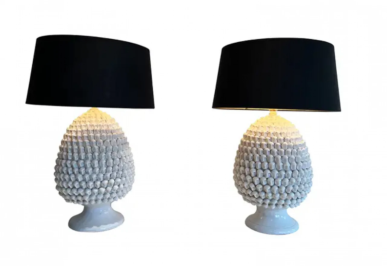 Pair of ceramic table lamps, 1970s 1