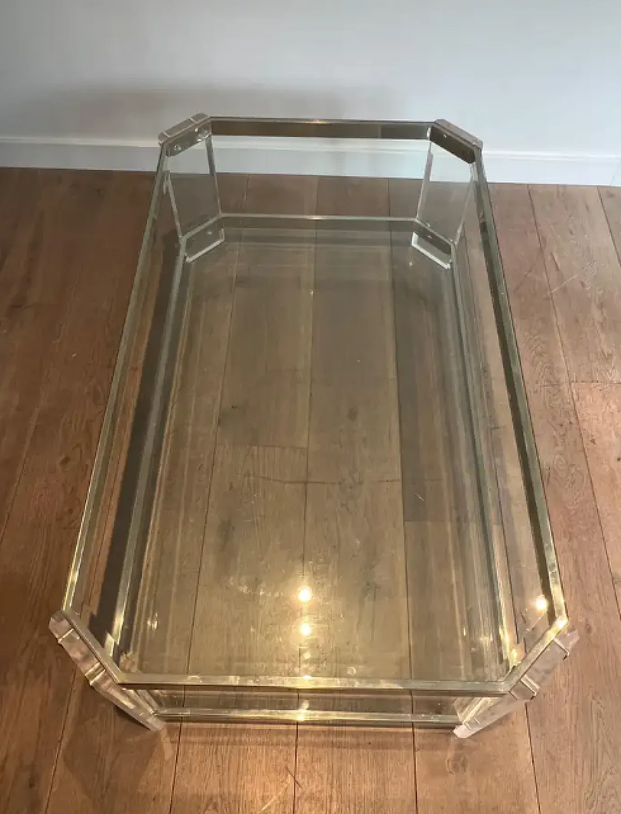 Tavolino poligonale in lucite e cromo di Maison Jansen, anni '70 4