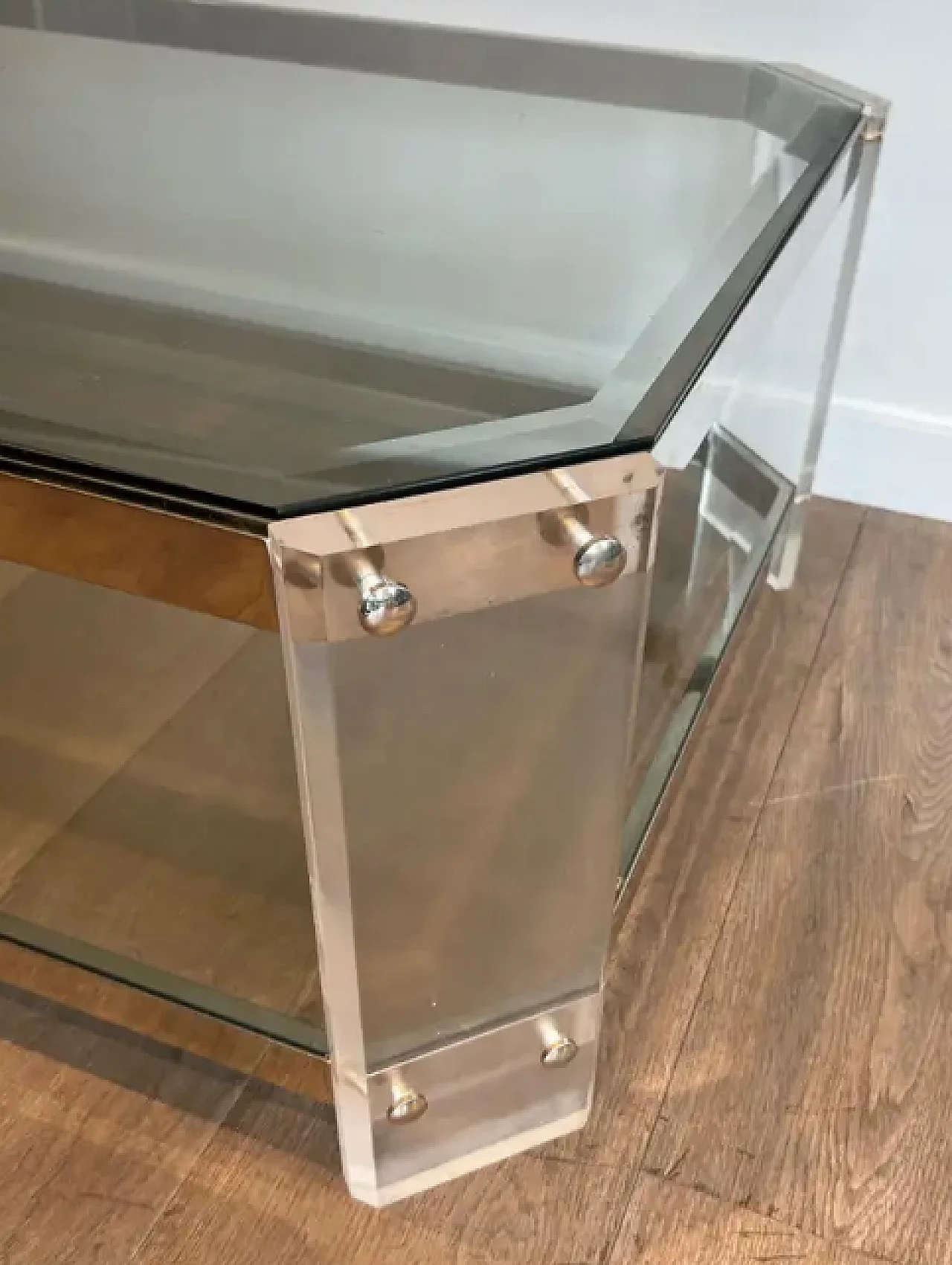 Lucite and chrome polygonal coffee table by Maison Jansen, 1970s 8