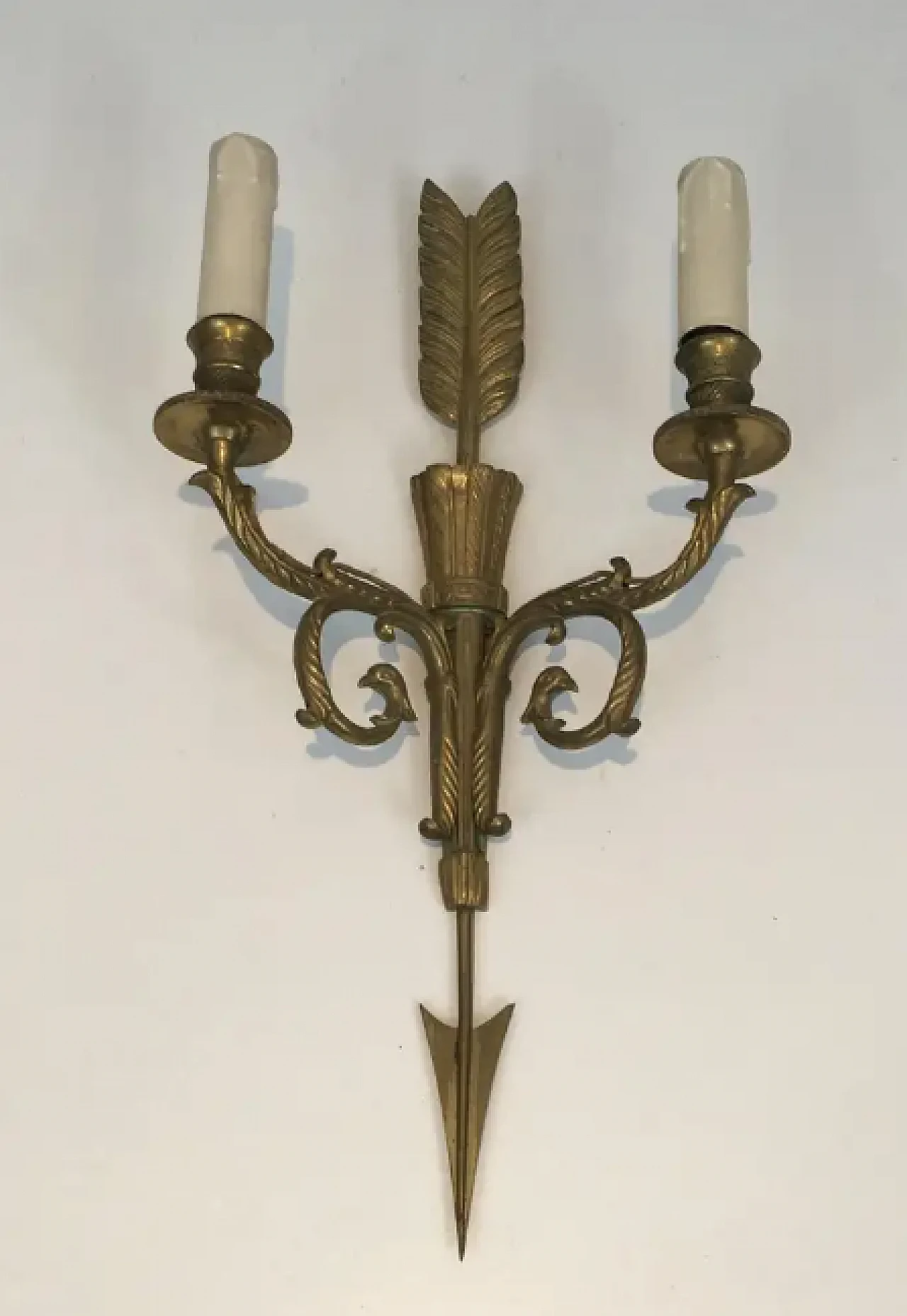 Pair of bronze sconces with quiver, arrow and eagleheads, 1920s 3