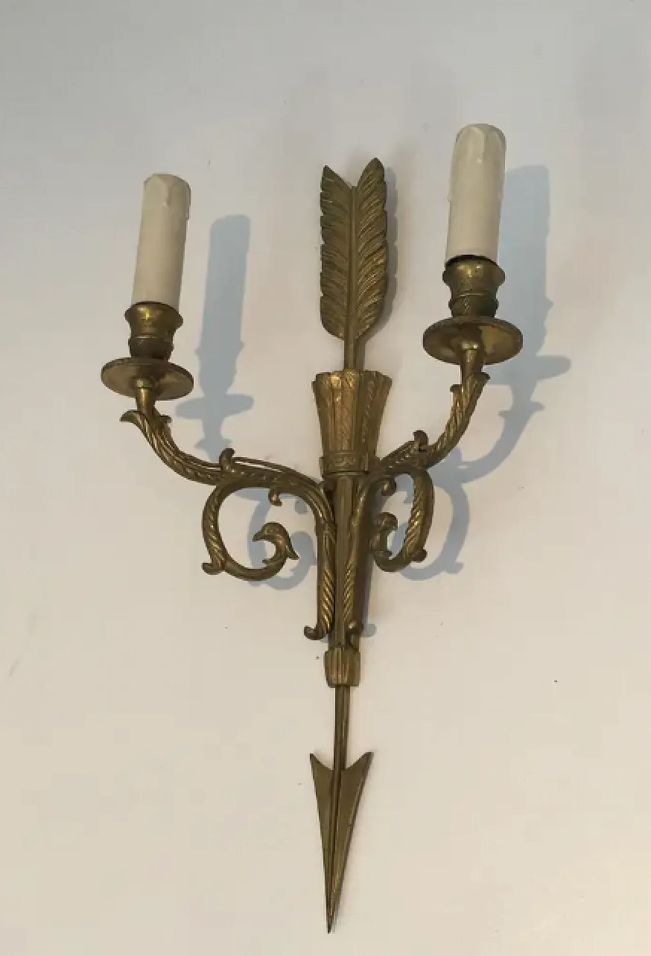 Pair of bronze sconces with quiver, arrow and eagleheads, 1920s 4