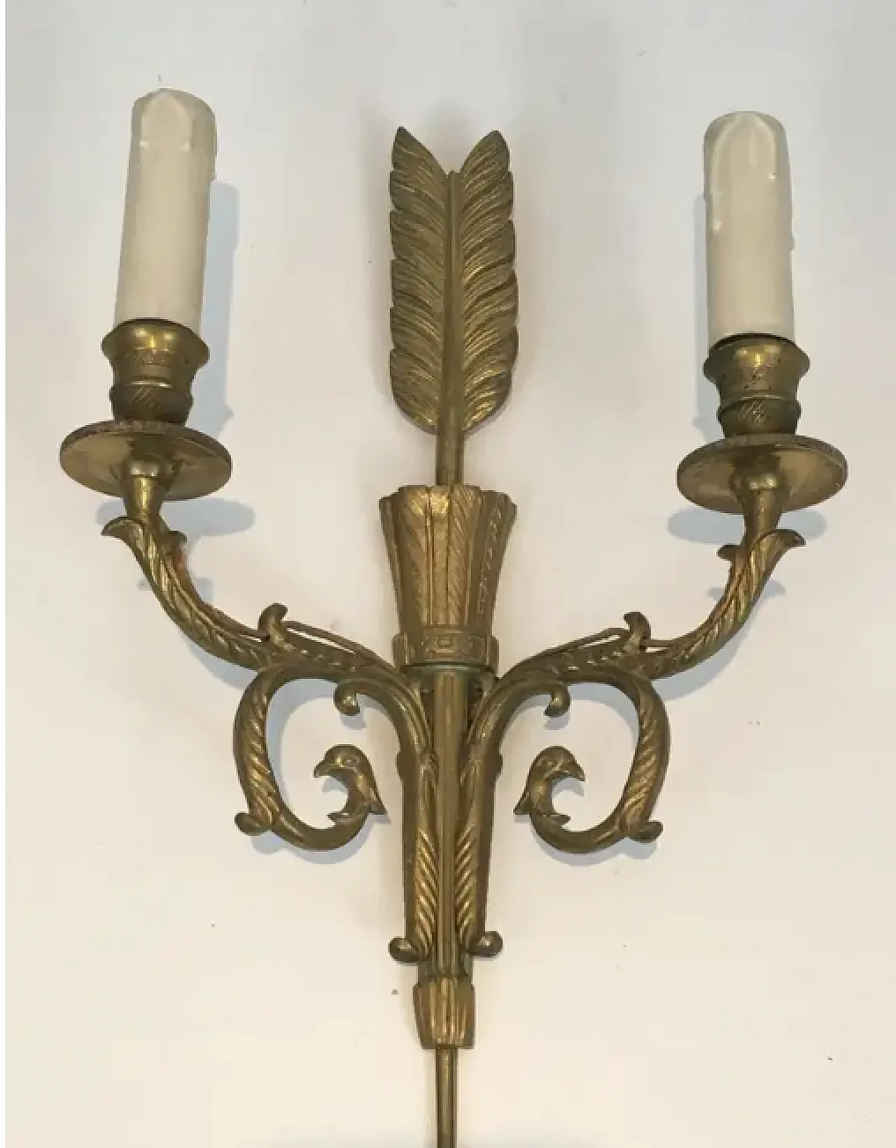 Pair of bronze sconces with quiver, arrow and eagleheads, 1920s 5