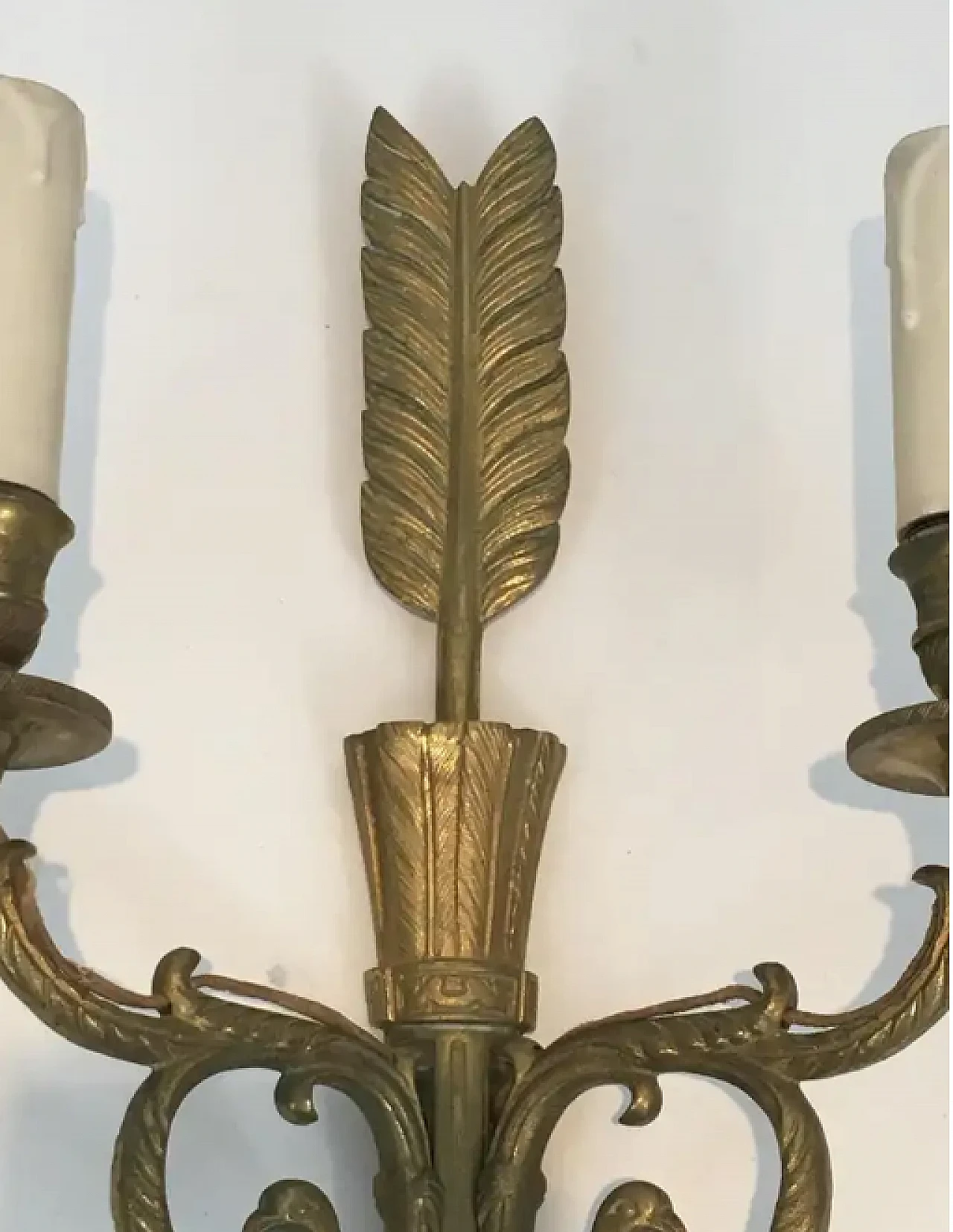 Pair of bronze sconces with quiver, arrow and eagleheads, 1920s 7