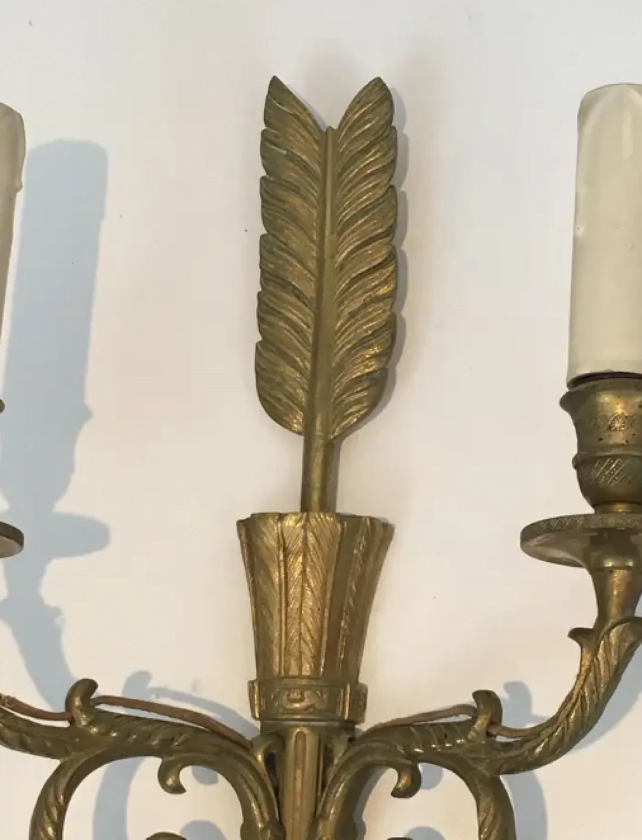 Pair of bronze sconces with quiver, arrow and eagleheads, 1920s 9