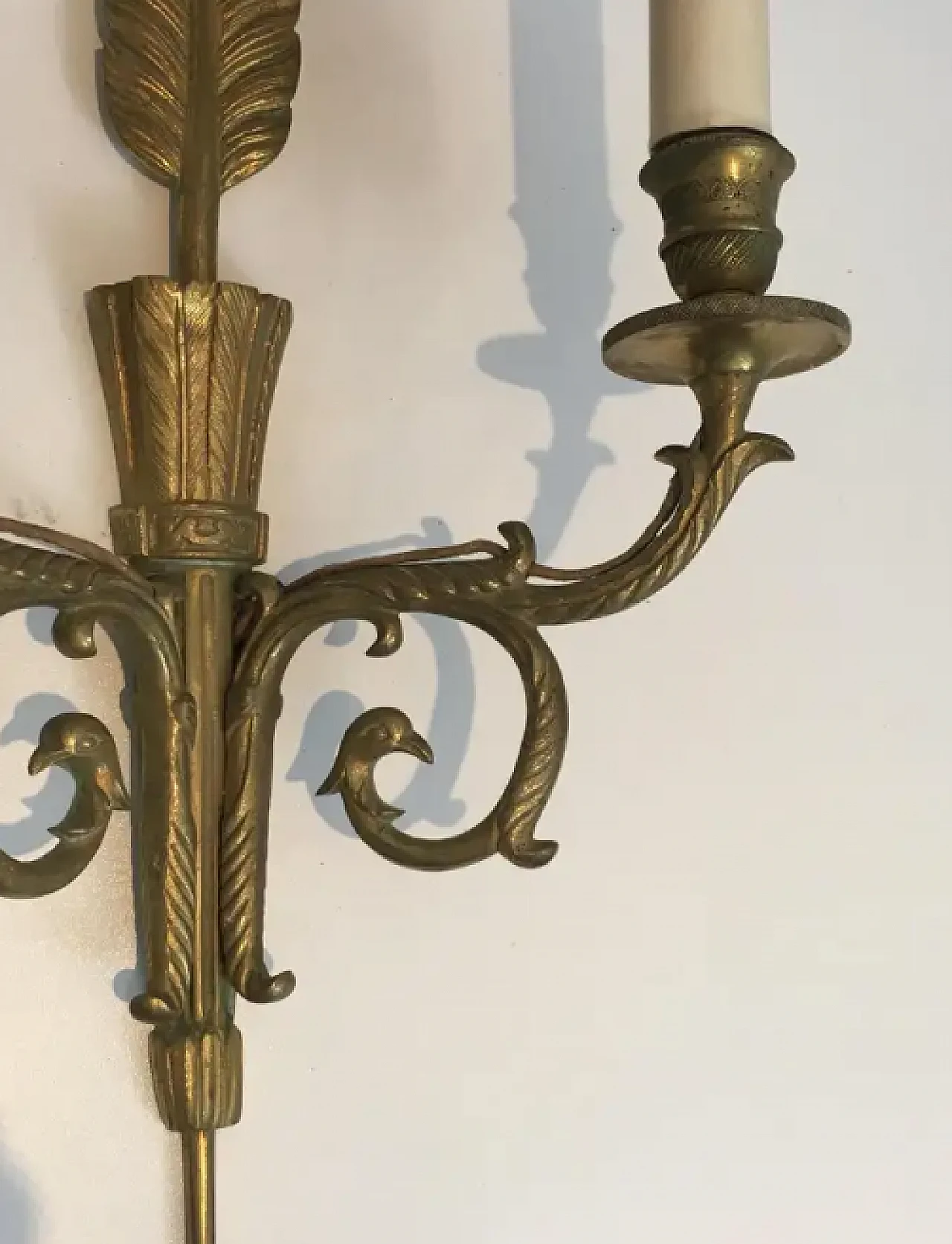 Pair of bronze sconces with quiver, arrow and eagleheads, 1920s 11