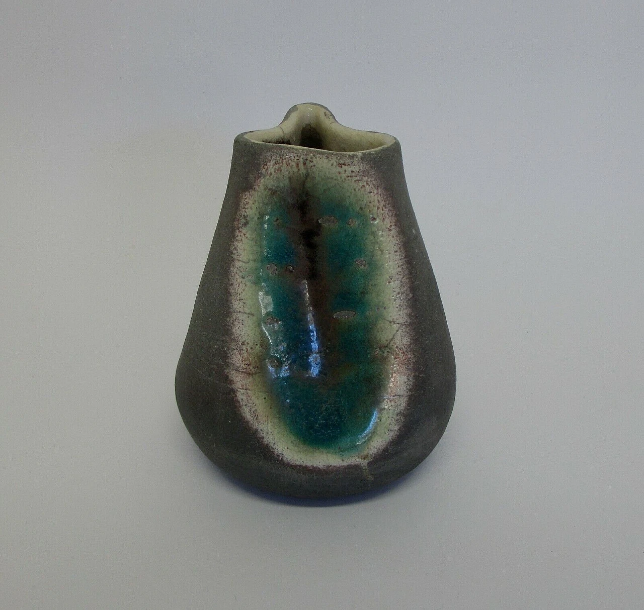 Artistic iridescent ceramic vase from the 1950s 2