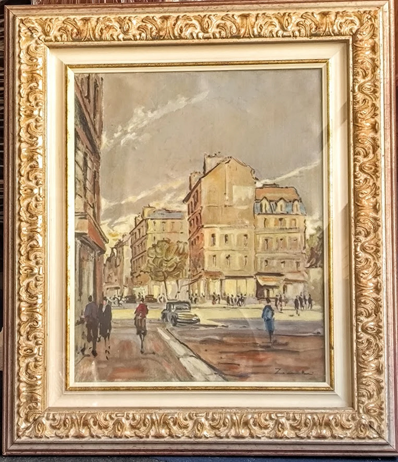 Quadro "Paesaggio Urbano" Parigi di Zamboni, olio su tela, anni '60 2