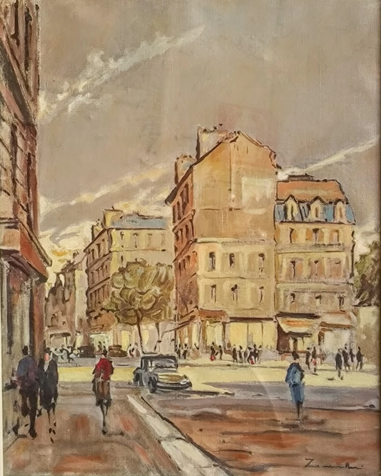 Quadro "Paesaggio Urbano" Parigi di Zamboni, olio su tela, anni '60 3