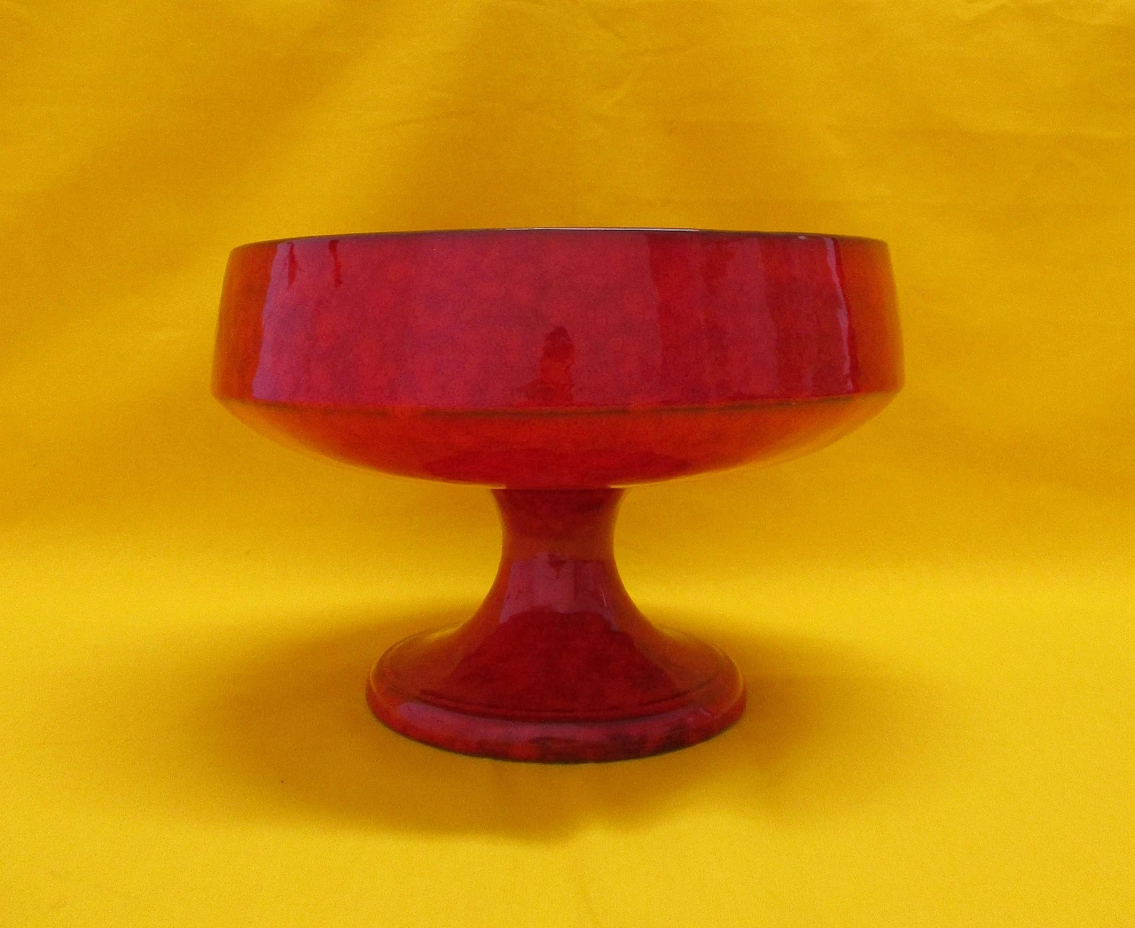 Artistic painted ceramic cake stand from the 1950s 2