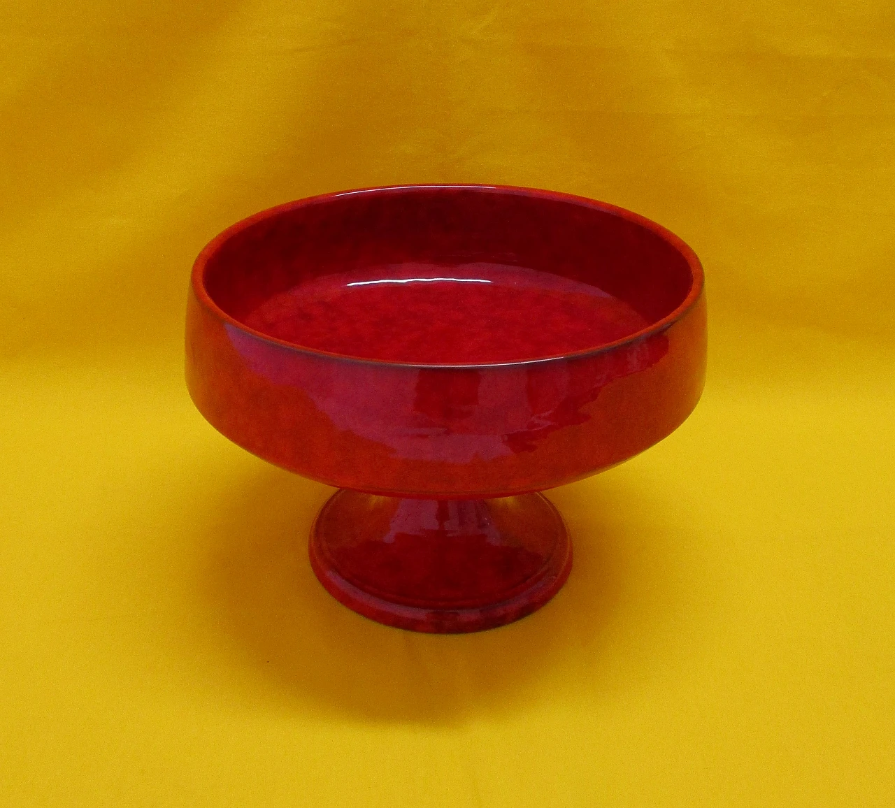 Artistic painted ceramic cake stand from the 1950s 3