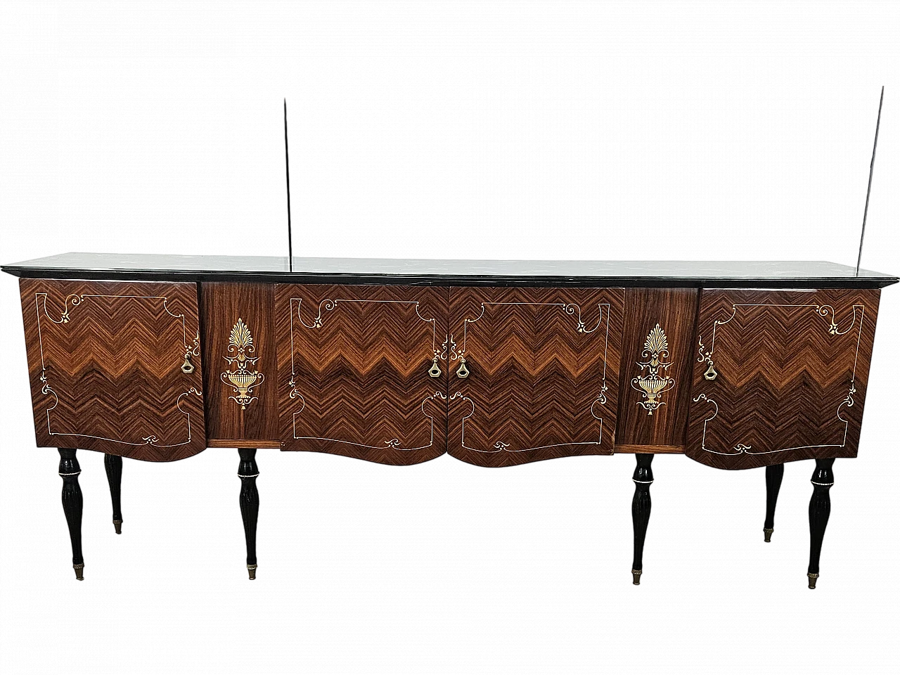 Mid Century sideboard mahogany and maple with glass, 50s 33