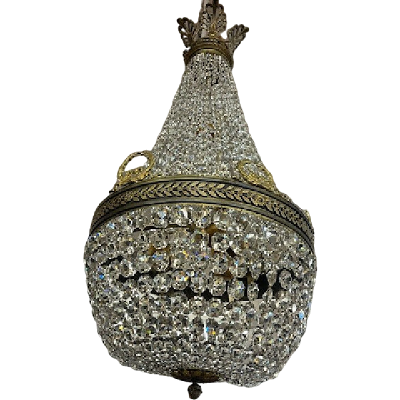 Hot air balloon chandelier in bronze and crystal, late 19th century 14