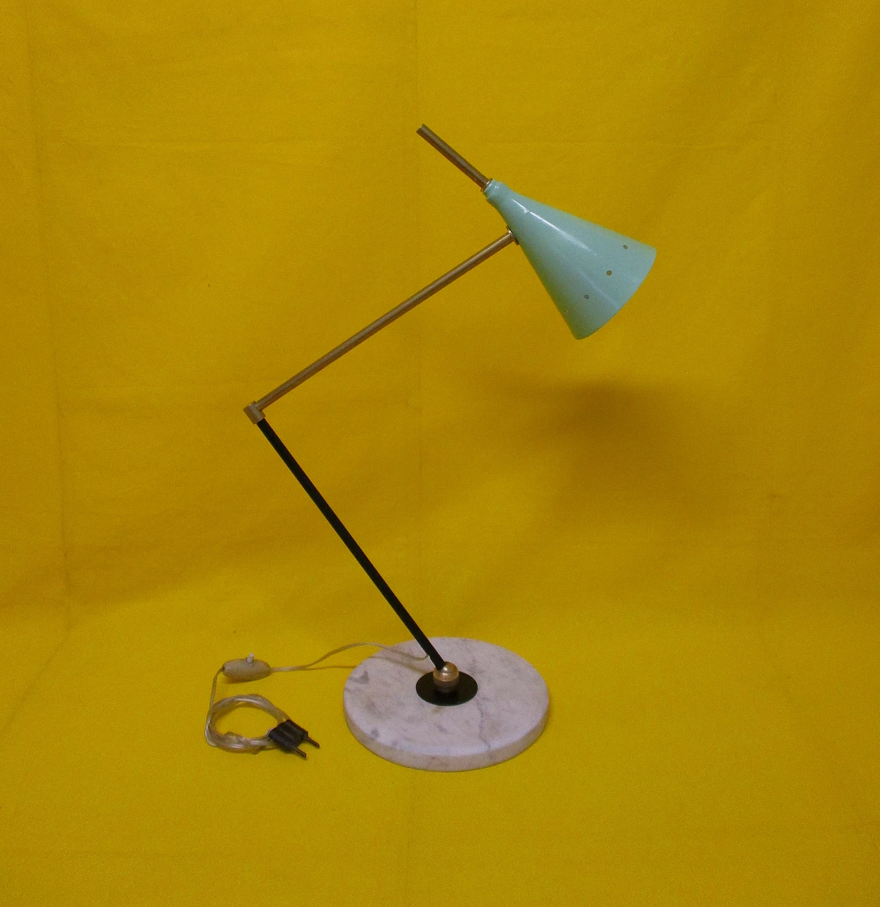 Stilnovo table lamp in brass, aluminum and marble, 1950s 1