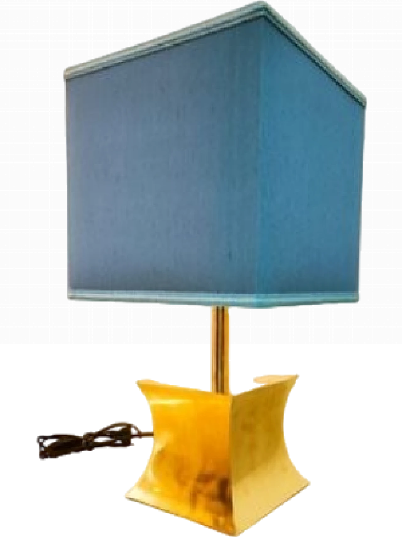 Brass table lamp with fabric dome, 1960s 10