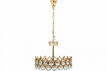 Gilded brass and crystal chandelier by Palwa, 1970s