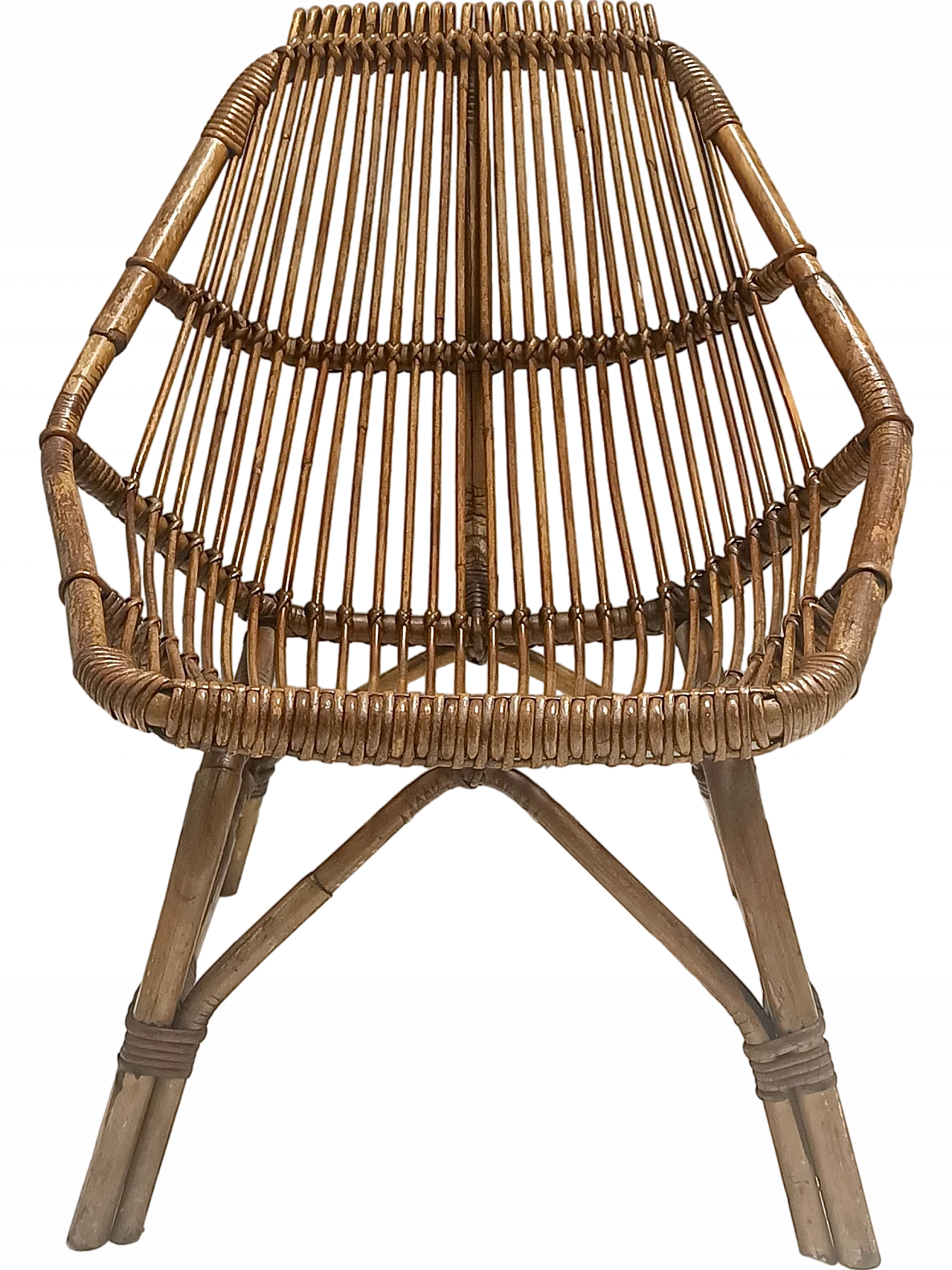 Bamboo lounge chair ascribable to Bonacina, 1950s 8