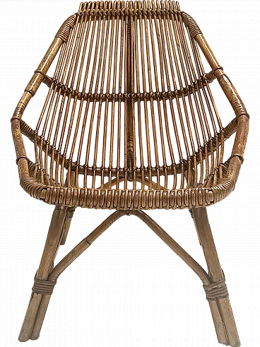 Bamboo lounge chair ascribable to Bonacina, 1950s