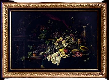 Still Life with Fruit by Andrea Marinelli, oil on canvas, 1980s