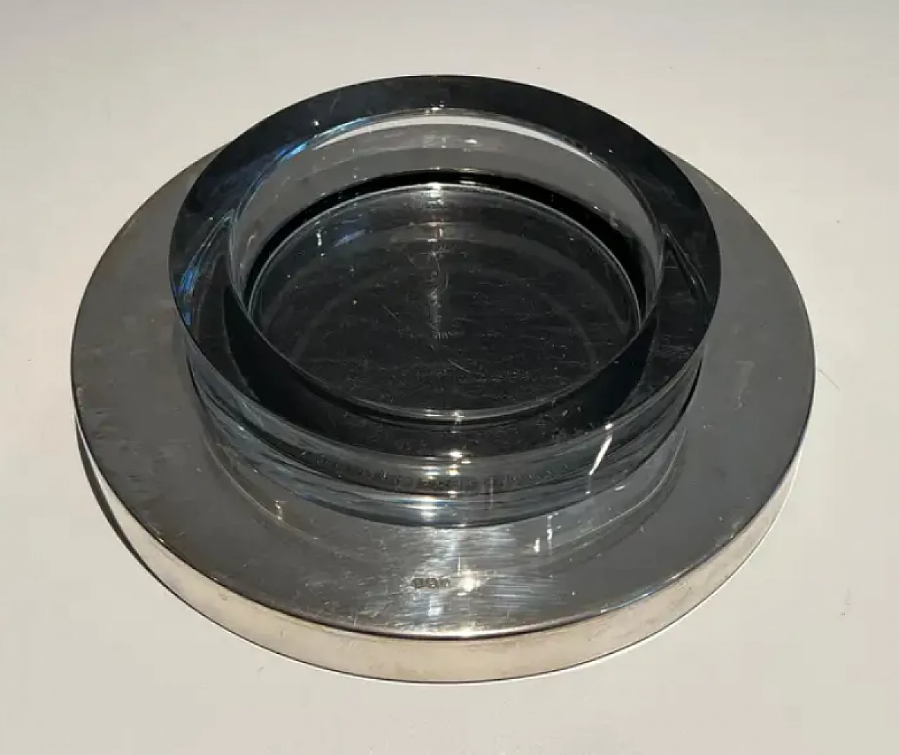 Round glass videopoche on chrome base, 1970s 4